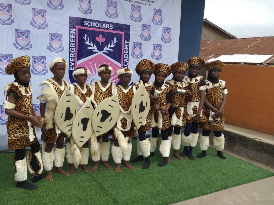 Evergreen Scholars pupils in Zulu cultural dance performance